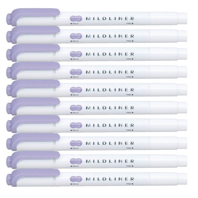 ZEBRA MILDLINER أقلام تمييز زيبرا ميلدلاينر، بنفسجي فاتح (WKT7-MVI) x10 - Image 1